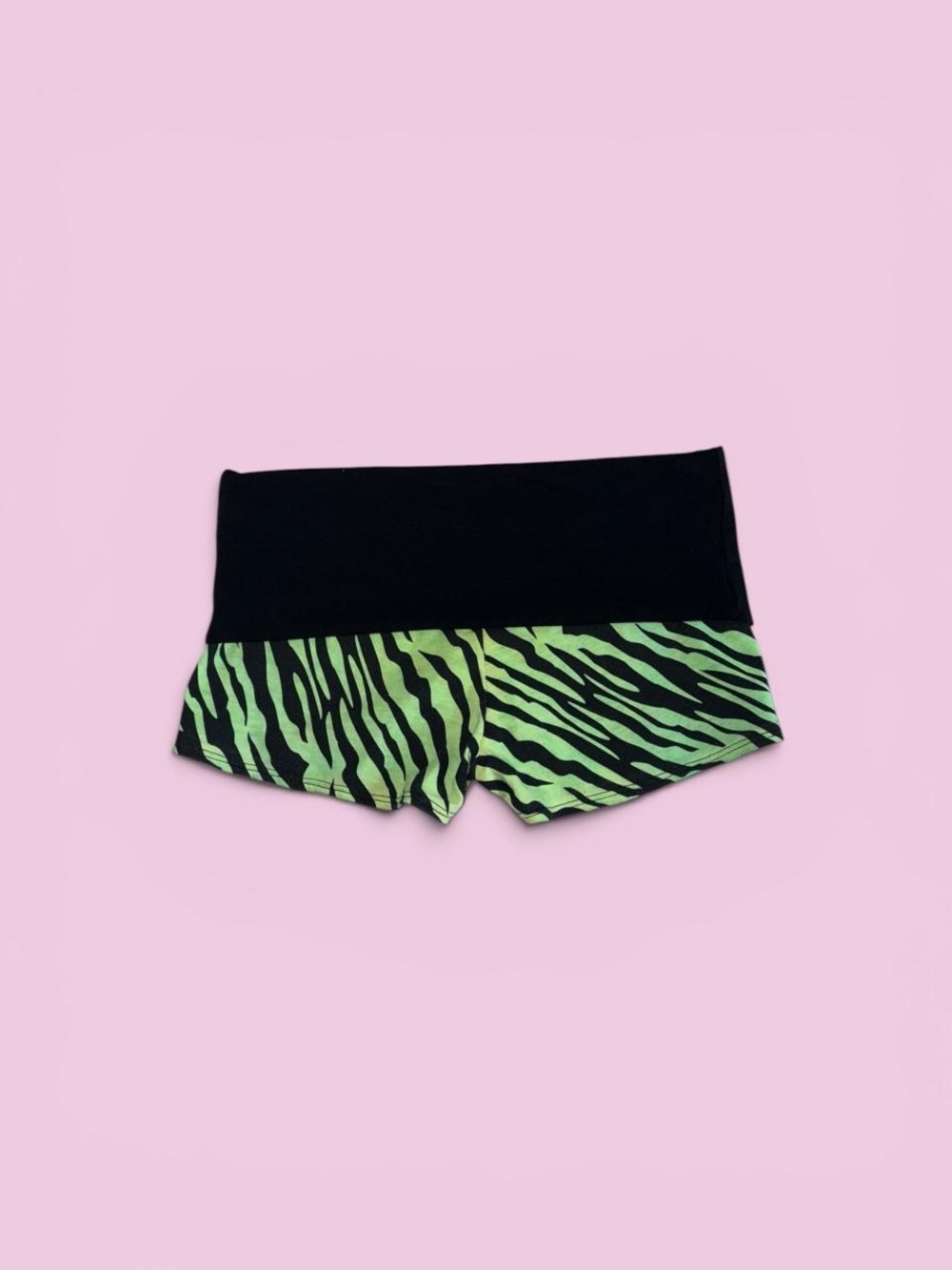 Y2K Black & Neon Green Zebra Print Women yoga shorts